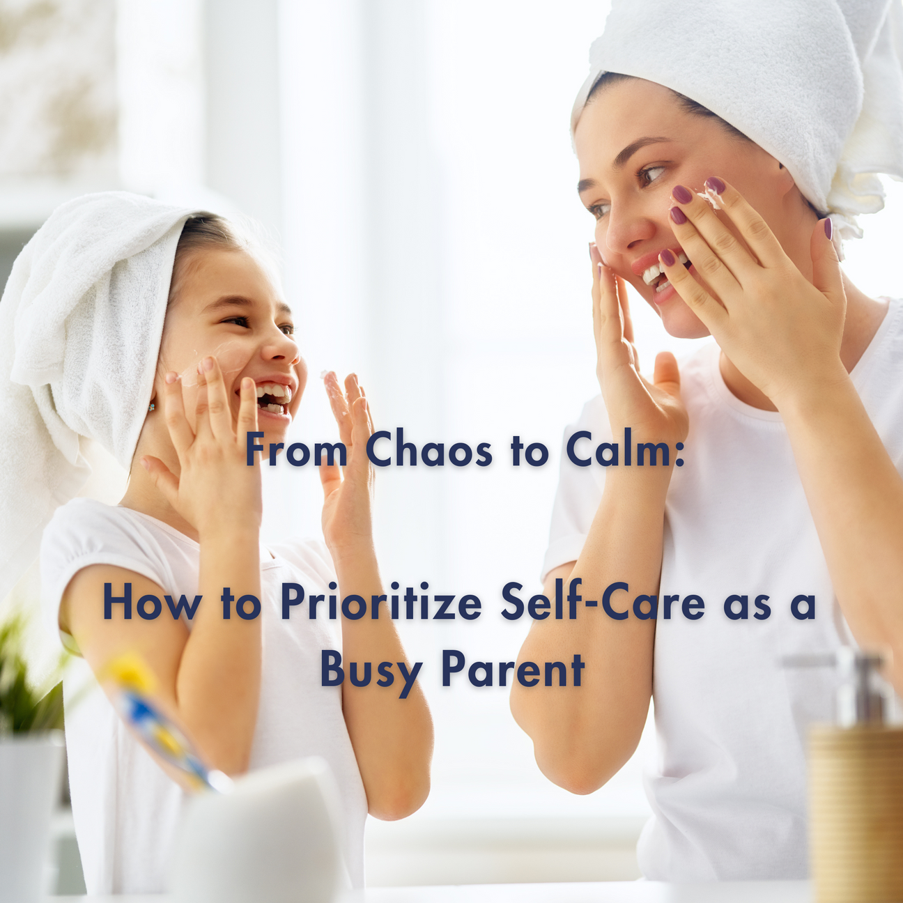 Mother and daughter doing skincare together